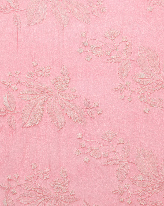 Embroidered Organza Pure Silk Pink Saree for Modern Ethnic Fashion | Indiehaat