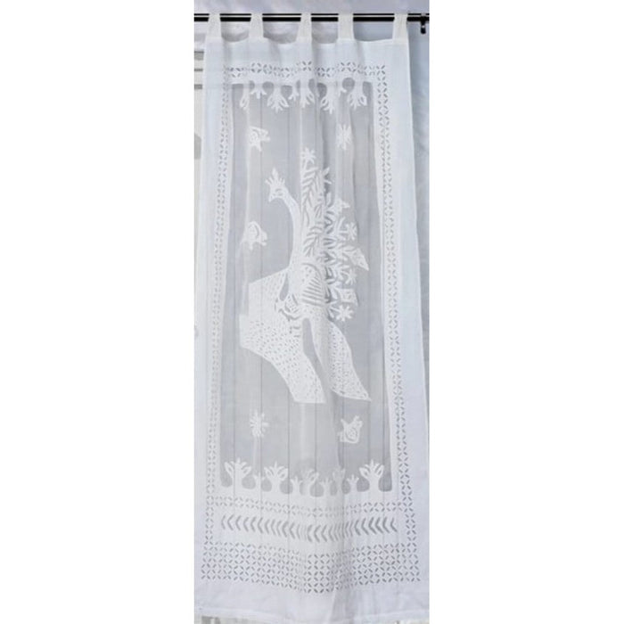 Applique Work Wall Hanging White Curtain
Size - 44"X84" (3.5 X 7 Ft)-Indiehaat