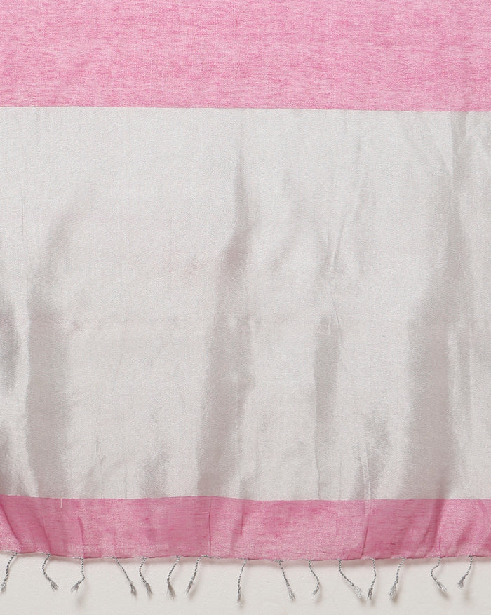 Modern Pure Tissue Linen Handdyed Saree Pink