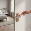 Modern Square Lever Door Handles on Square Rose - Rose Gold