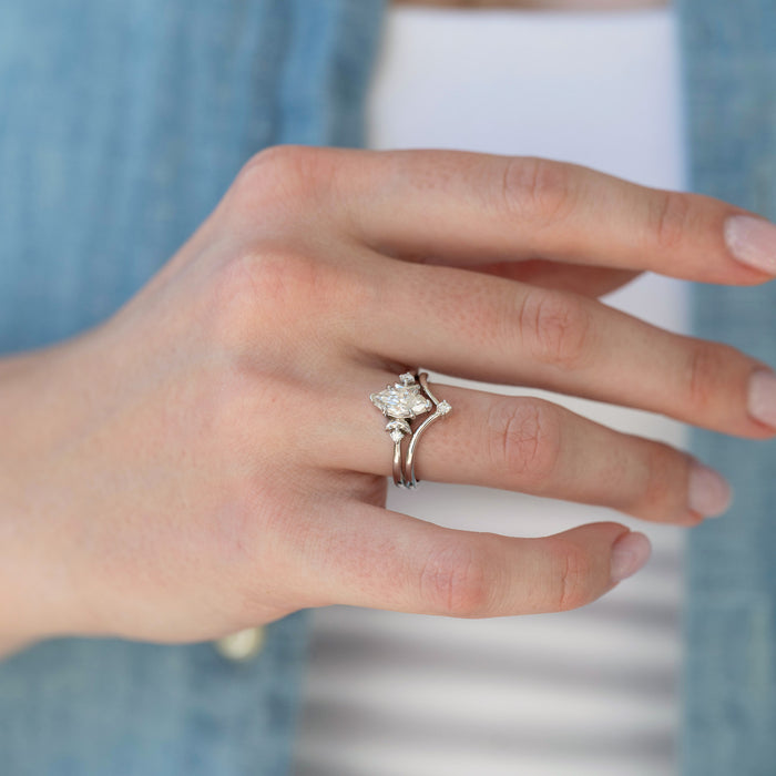 Unique moissanite engagement ring by Aquamarise