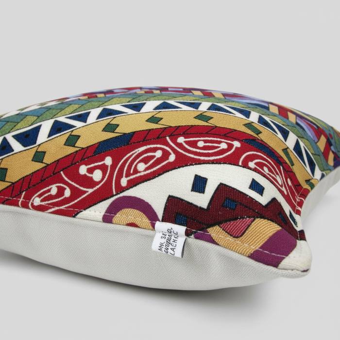AI-generated Multicolor Geometric Turkish Pillow Cover detail based on the real product image