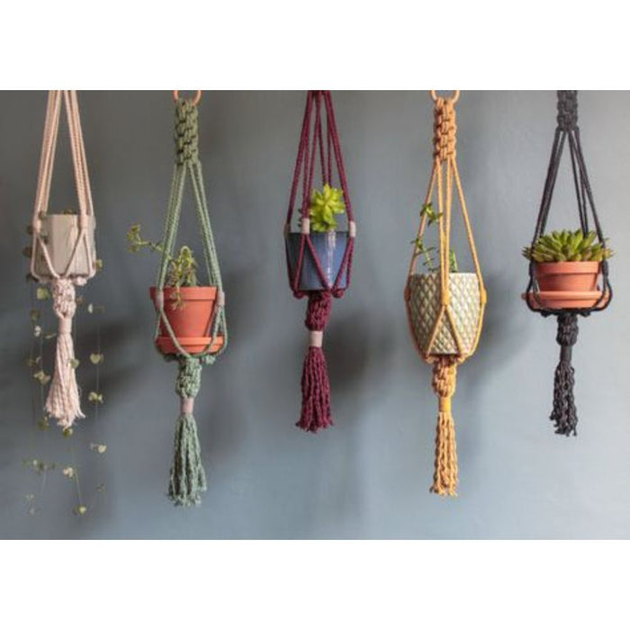 Multicolour Macrame Plant Holder 
Set Of 5 Pcs-Indiehaat
