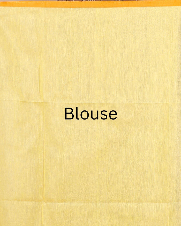 Tissue Silk Yellow Saree Plain Running Blouse | Indiehaat
