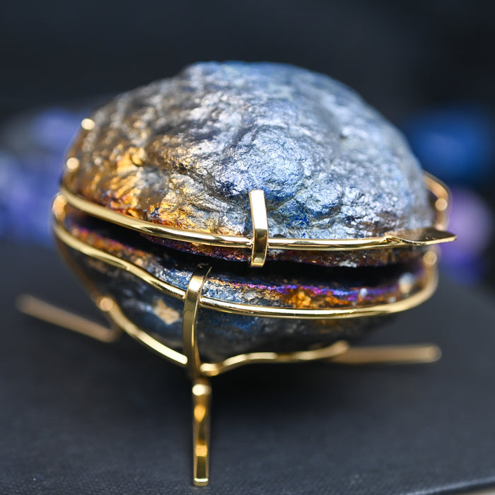 Geode Ring Box - Crystal Engagement Ring Holder for Proposal or Keepsake by Aquamarise, featuring a natural geode crystal with gold electroplated edges from the Ring Boxes & Keepsake Proposals collection.