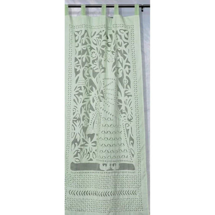Applique Work Wall Hanging Green Curtain
Size - 44"X84" (3.5 X 7 Ft)-Indiehaat