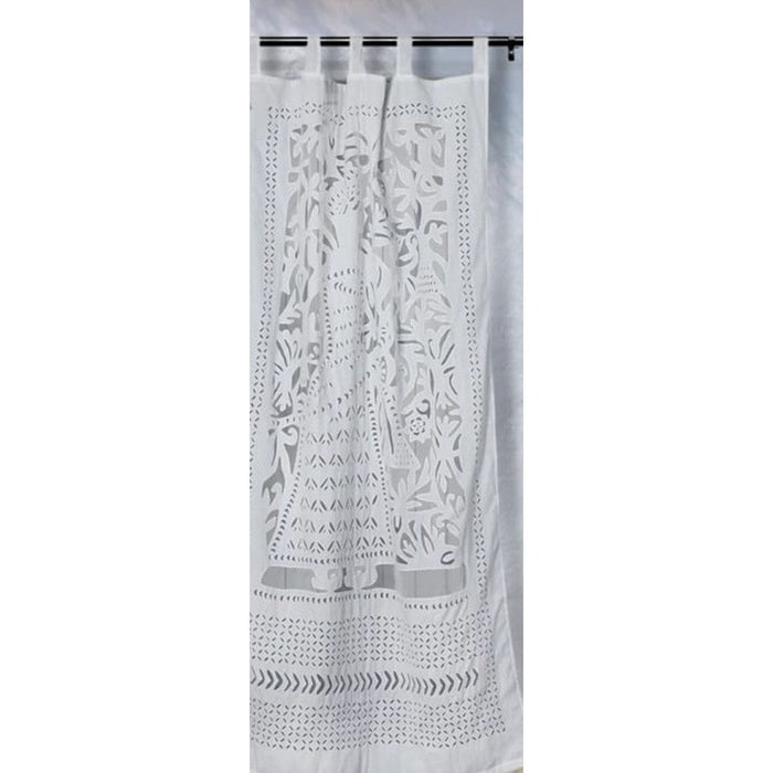 Applique Work Wall Hanging White Curtain
Size - 44"X84" (3.5 X 7 Ft)-Indiehaat