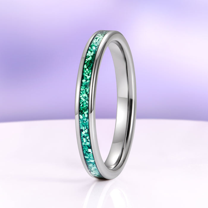 Natural Malachite Minimalist Couples Ring Set by Aquamarise, featuring a slim silver band with vibrant crushed green malachite inlay, part of Matching Couples' Rings, Men's Rings Silver, and New Arrivals collections.