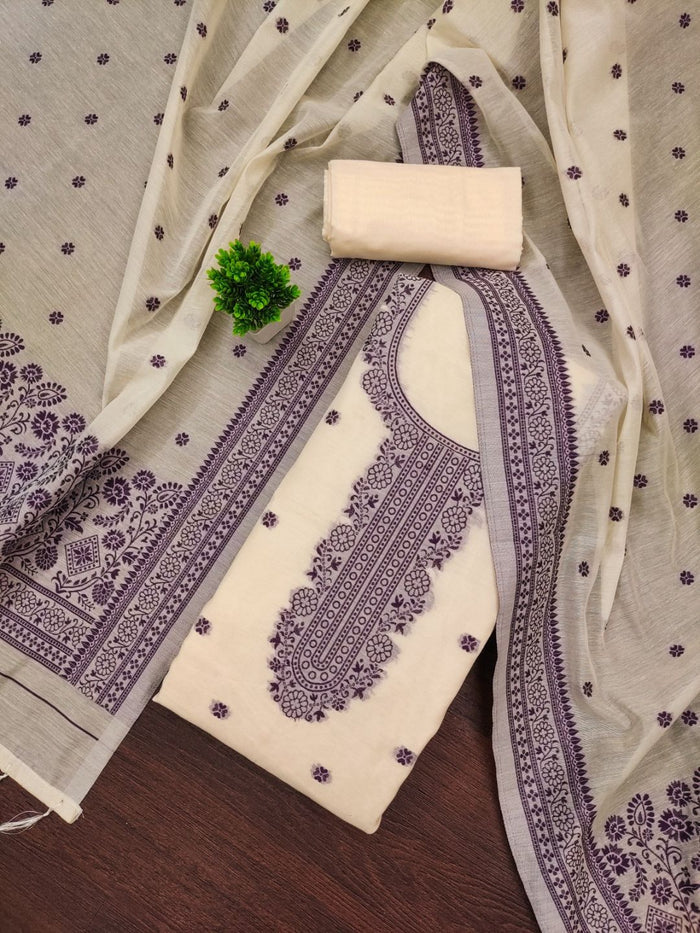 Indiehaat | Banarasi Cotton Brocade Work Suit Beige