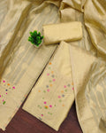 Indiehaat | Banarasi Cotton Thread Work Suit Beige