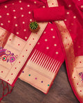 Indiehaat | Banarasi Lichi Silk Brocade Suit Red