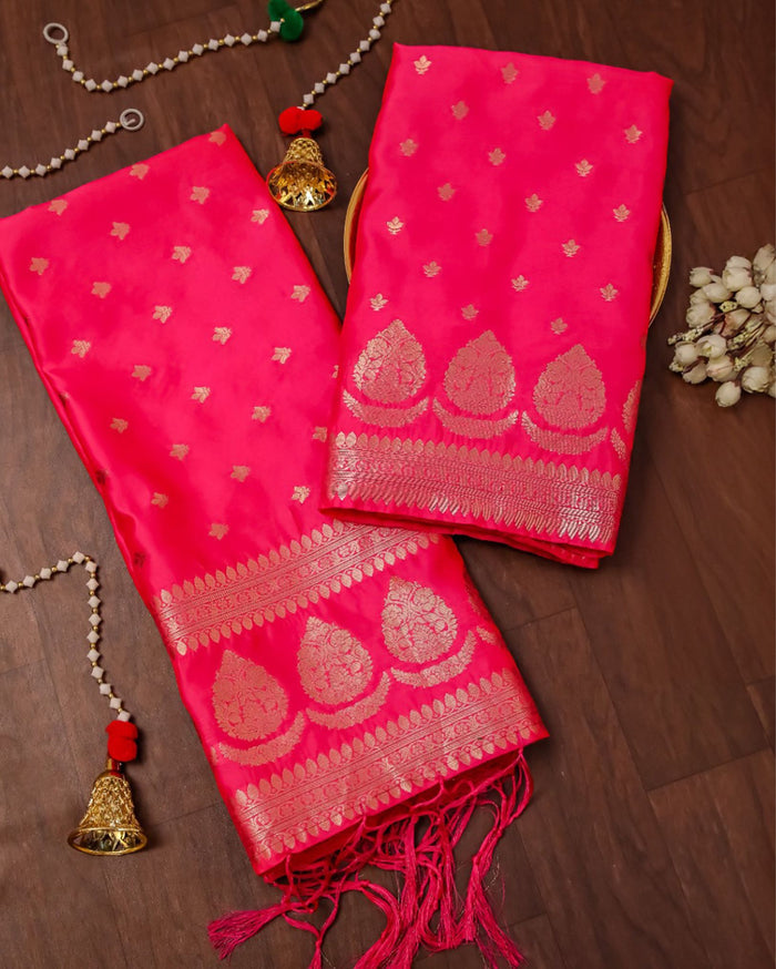 Indiehaat | Banarasi Lichi Silk Brocade Suit Pink
