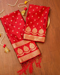 Indiehaat | Banarasi Lichi Silk Brocade Suit Red