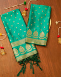 Indiehaat | Banarasi Lichi Silk Brocade Suit Green