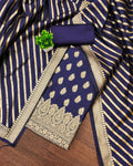 Indiehaat | Banarasi Lichi Silk Blue Suit Brocade Weaving