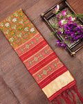 Indiehaat | Banarasi Lichi Silk Patola Dupatta Green