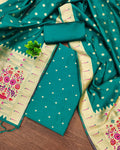 Indiehaat | Banarasi Lichi Silk Blue Brocade Suit