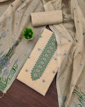 Indiehaat | Banarasi Cotton Thread Work Suit Beige