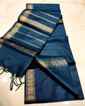Indiehaat | Kota Silk Weaving Border Blue Saree