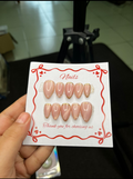 Nude Gold Outline Press-On Nails – Handmade Reusable Set