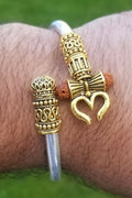 Om namo shivay bracelet kara hindu kada trishul trident rudraksha bead bangle i8