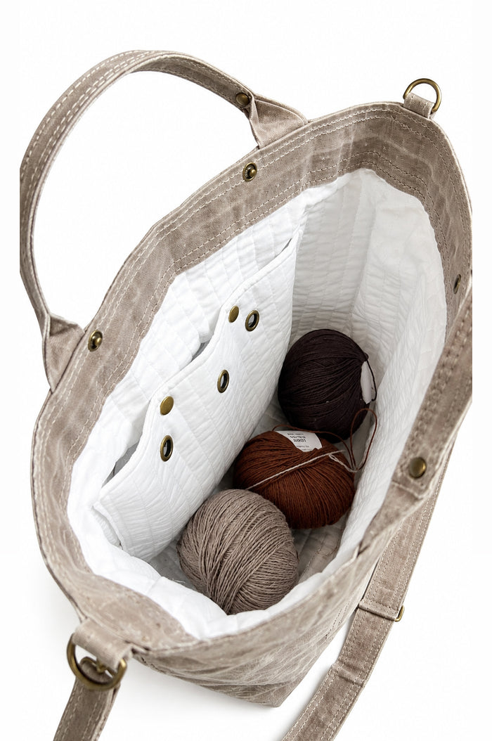 On The Go Knitter's Tote - Medium - Stone