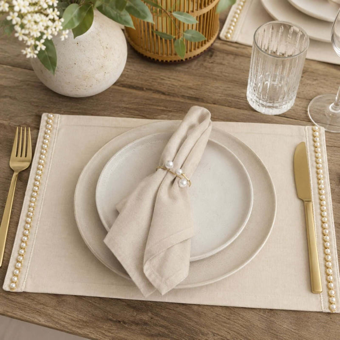 Charlo's Set of 4 Rectangular Placemats Delicate Pearls 18" x 12"-0