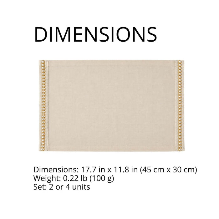 Charlo's Set of 4 Rectangular Placemats Delicate Pearls 18" x 12"-2