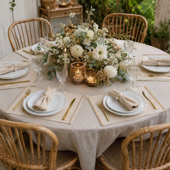 Charlo's Set of 4 Rectangular Placemats Delicate Pearls 18" x 12"-5