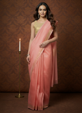 Banarasi Silk Linen Pink Handloom Saree