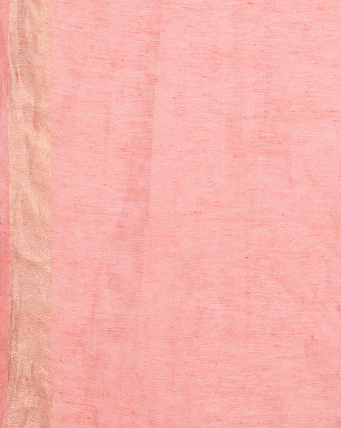 Banarasi Silk Linen Pink Handloom Saree
