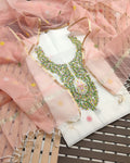 Indiehaat | Kota Cotton Embroidery White Suit (Top+Dupatta)
