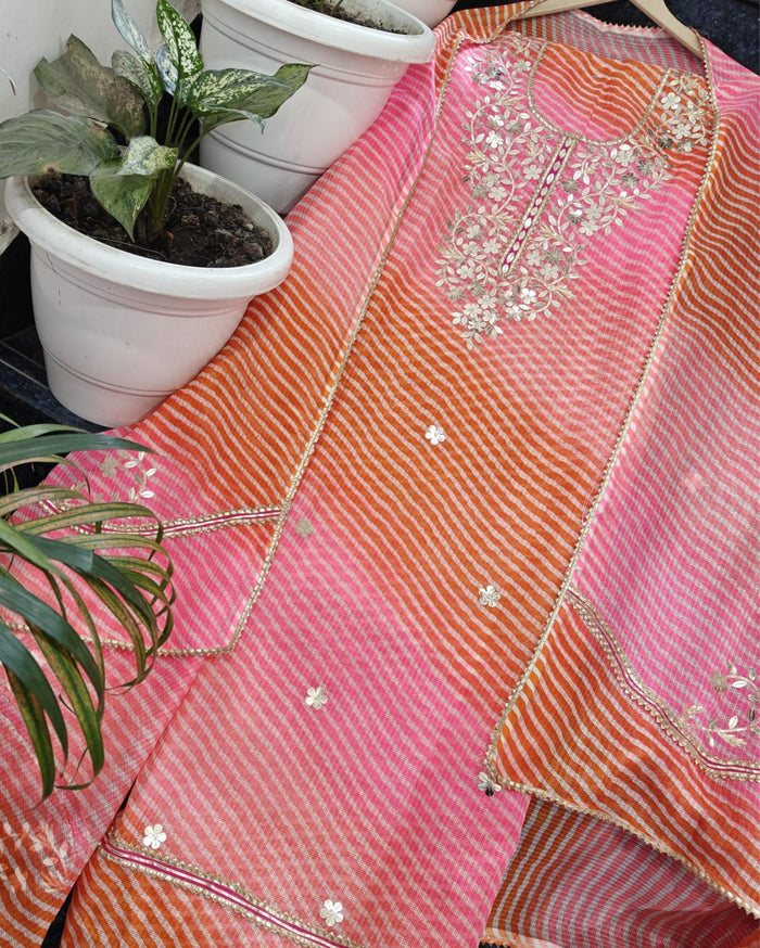 Indiehaat | Kota Cotton Silk Gota Patti Suit Pink