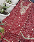 Indiehaat | Kota Cotton Silk Gota Patti Suit Brown