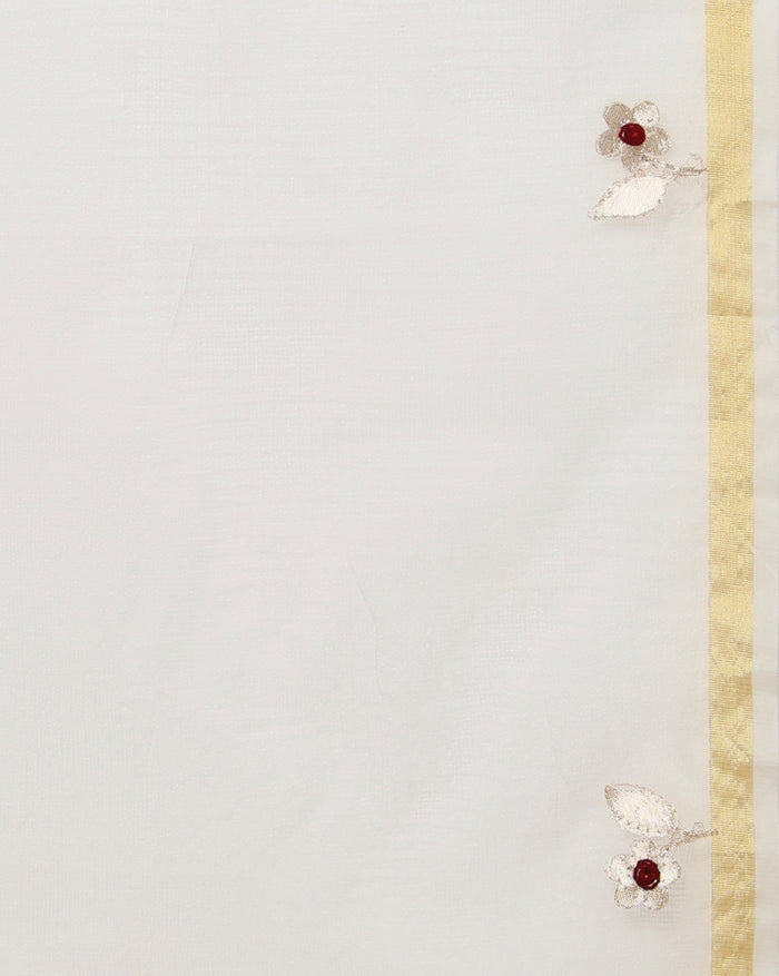 Pankhudi Kota Cotton Gota Patti Pure White Saree