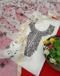 Indiehaat | Kota Cotton White & Black Embroidered 2 Piece Suit