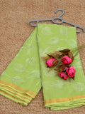 Pankhudi Kota Doria Light Green Saree Embroidered