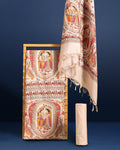Pastoral Katan Silk Madhubani Beige Suit (T+B+D)