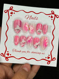 Pink 3D Blossom Press-On Nails – Handmade Reusable Set