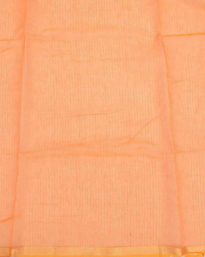 Pitta Handwork Pure Silk Kota Doria Saree Peach