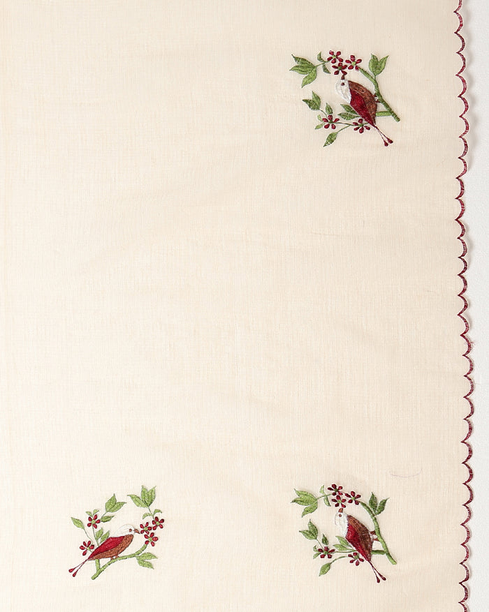 Plum Kota Doria Cotton Bird Embroidery Yellow Saree Handdyed