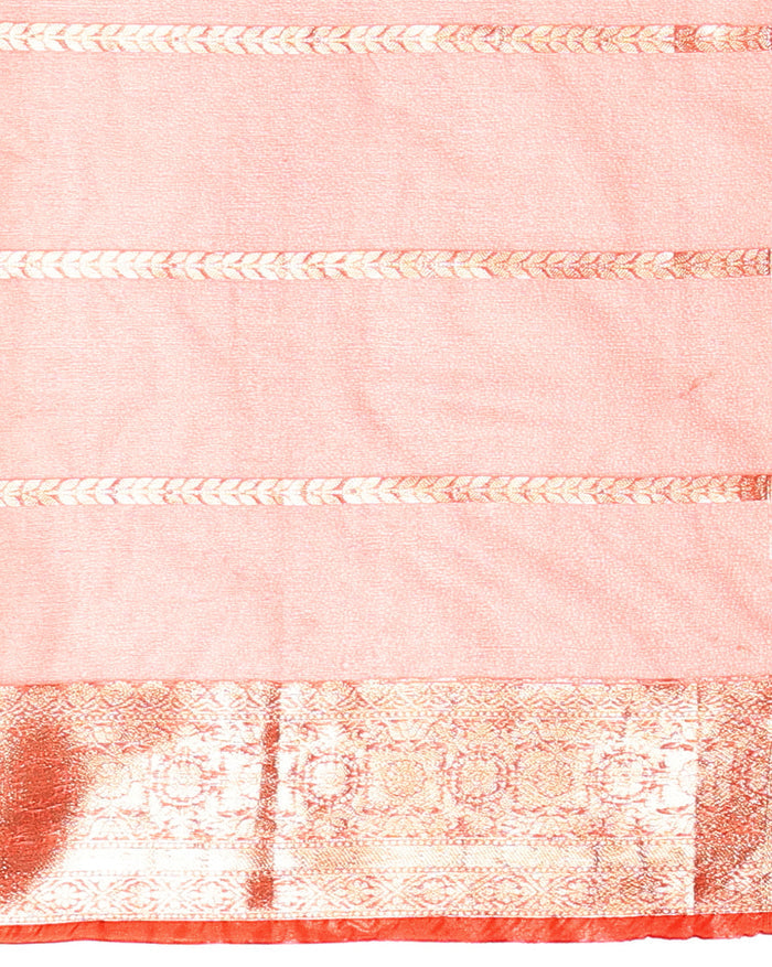 Banarasi Pure Organza Silk Red Saree with Rich Craft Details | Indiehaat