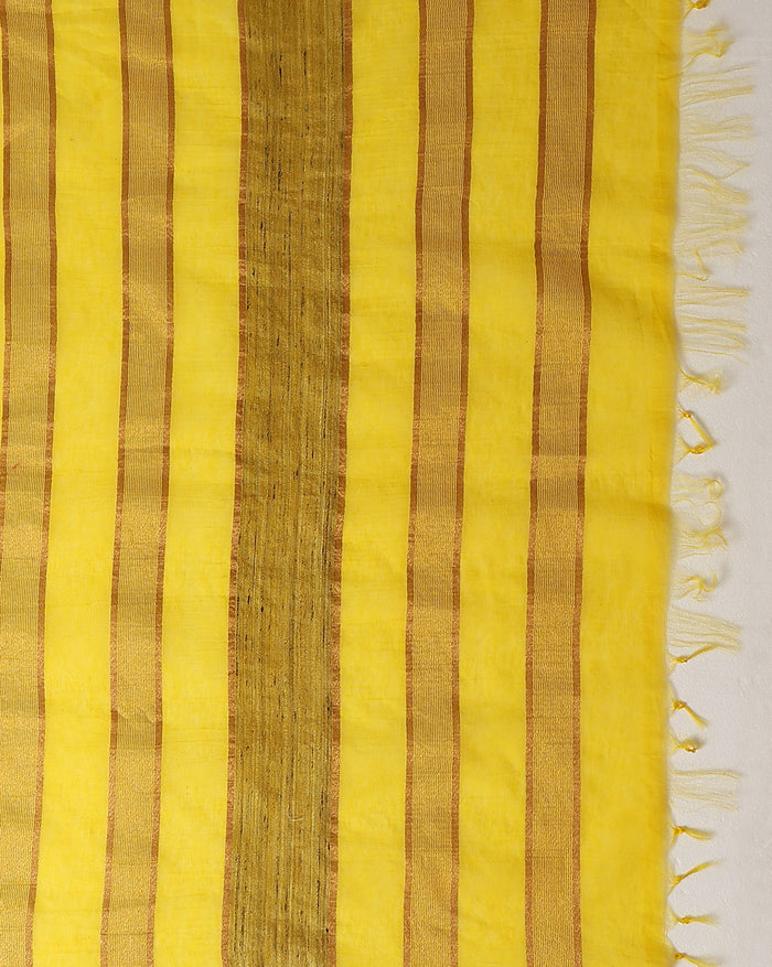 Poetic Eri Tussar Silk Embroidered Yellow Saree
