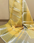 Banarasi Pure Organza Silk Yellow Saree for Elegant Occasions | Indiehaat