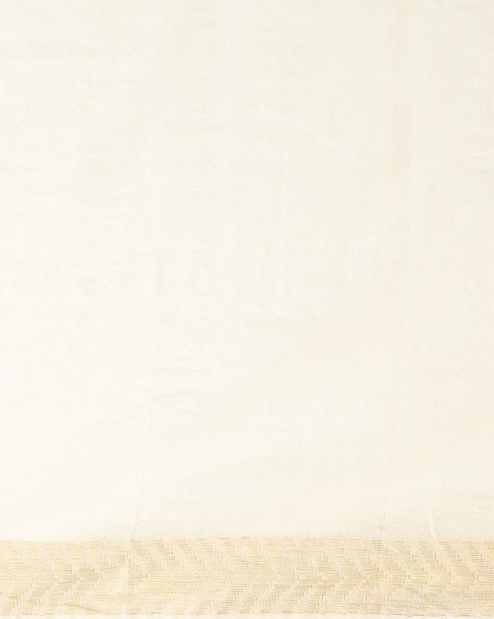 Poised Silkmark Certified Chanderi Silk Saree Cream