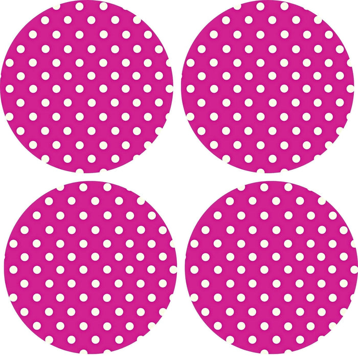 Charlo's Set of 4 Round Placemats Covers 14 Dia inch Dot Polka Pink-2