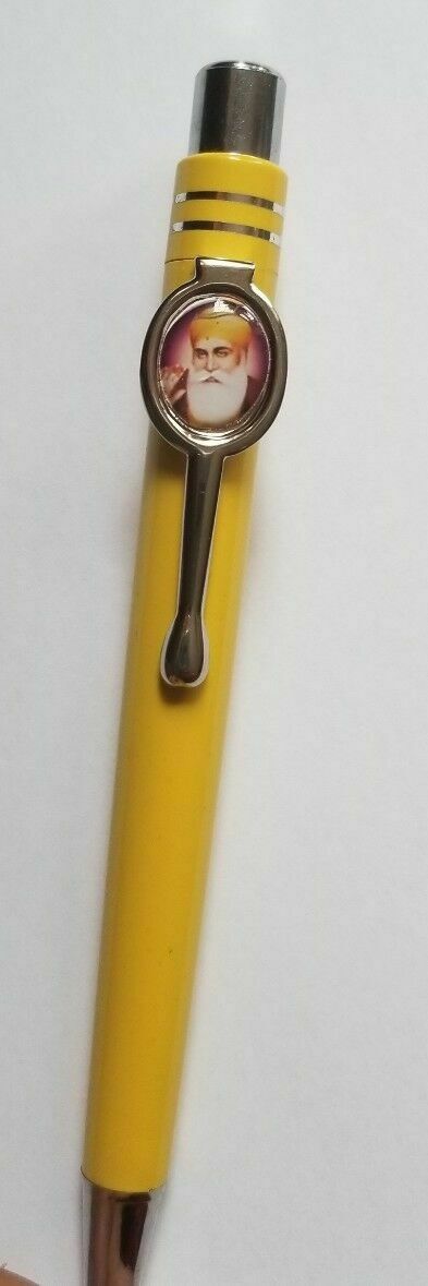 Punjabi Hindu Sikh Khalsa Guru Nanak Photo Ball Pen - Yellow Colour Gift
