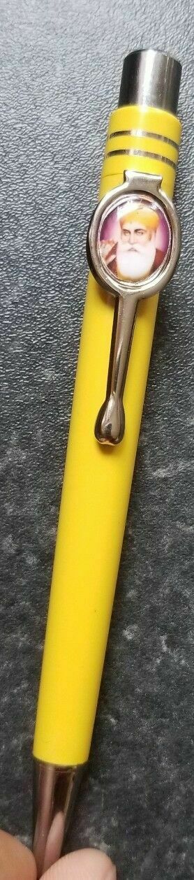 Punjabi Hindu Sikh Khalsa Guru Nanak Photo Ball Pen - Yellow Colour Gift