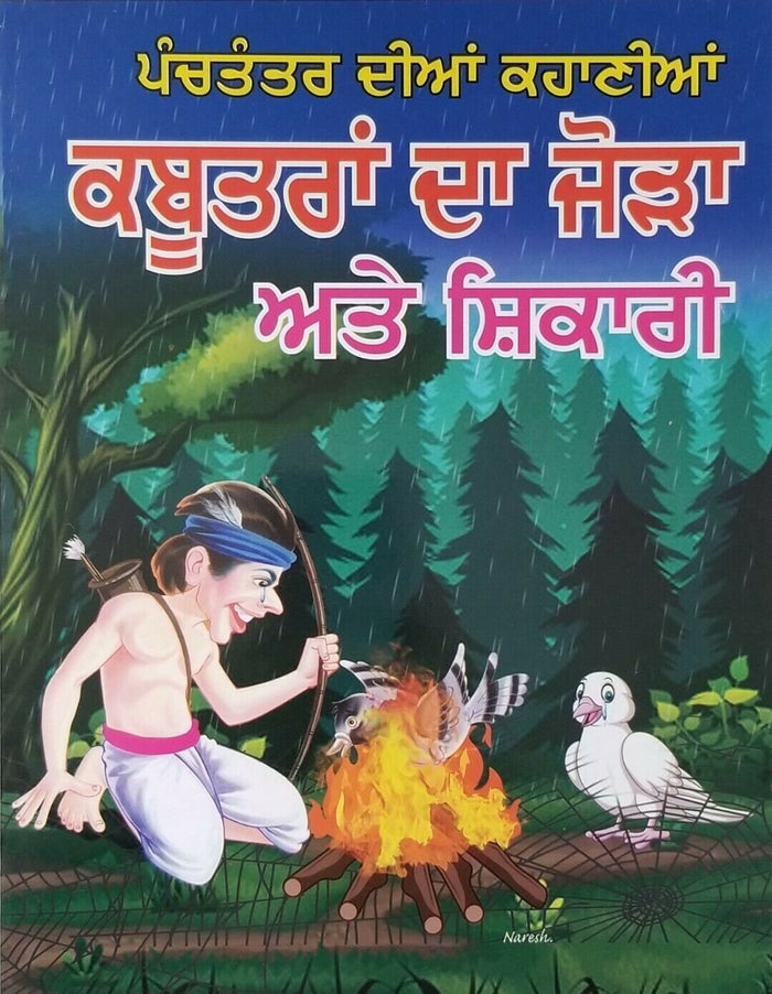 Punjabi reading kids panchtantra stories pair of pigeons & hunter learning book