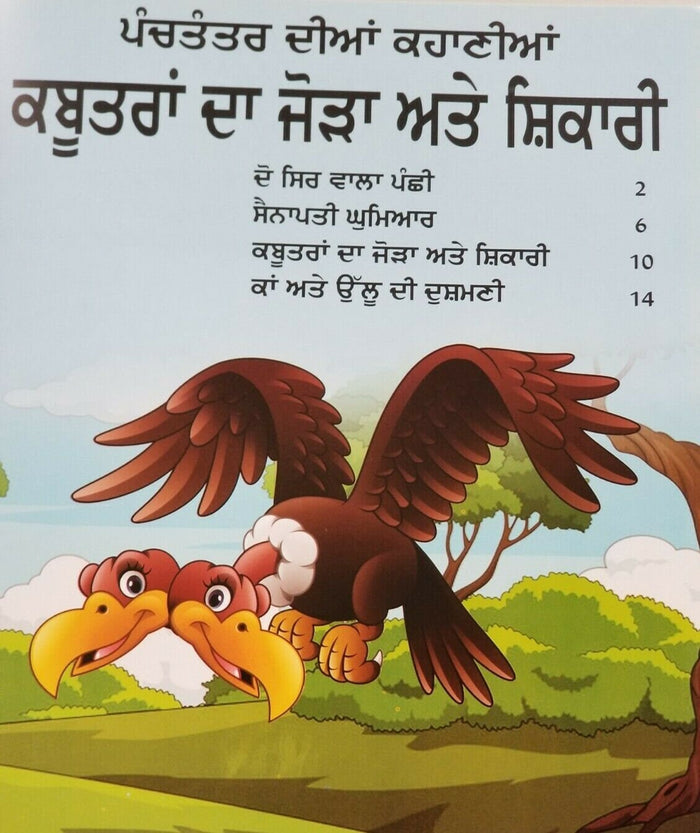 Punjabi reading kids panchtantra stories pair of pigeons & hunter learning book